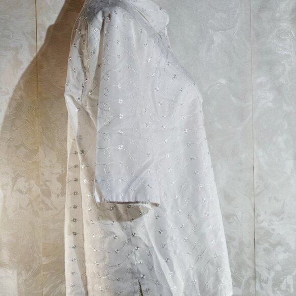 Northern Reflections XL White Embroidered Short Sleeve Button-Up Top - Picture 4 of 6
